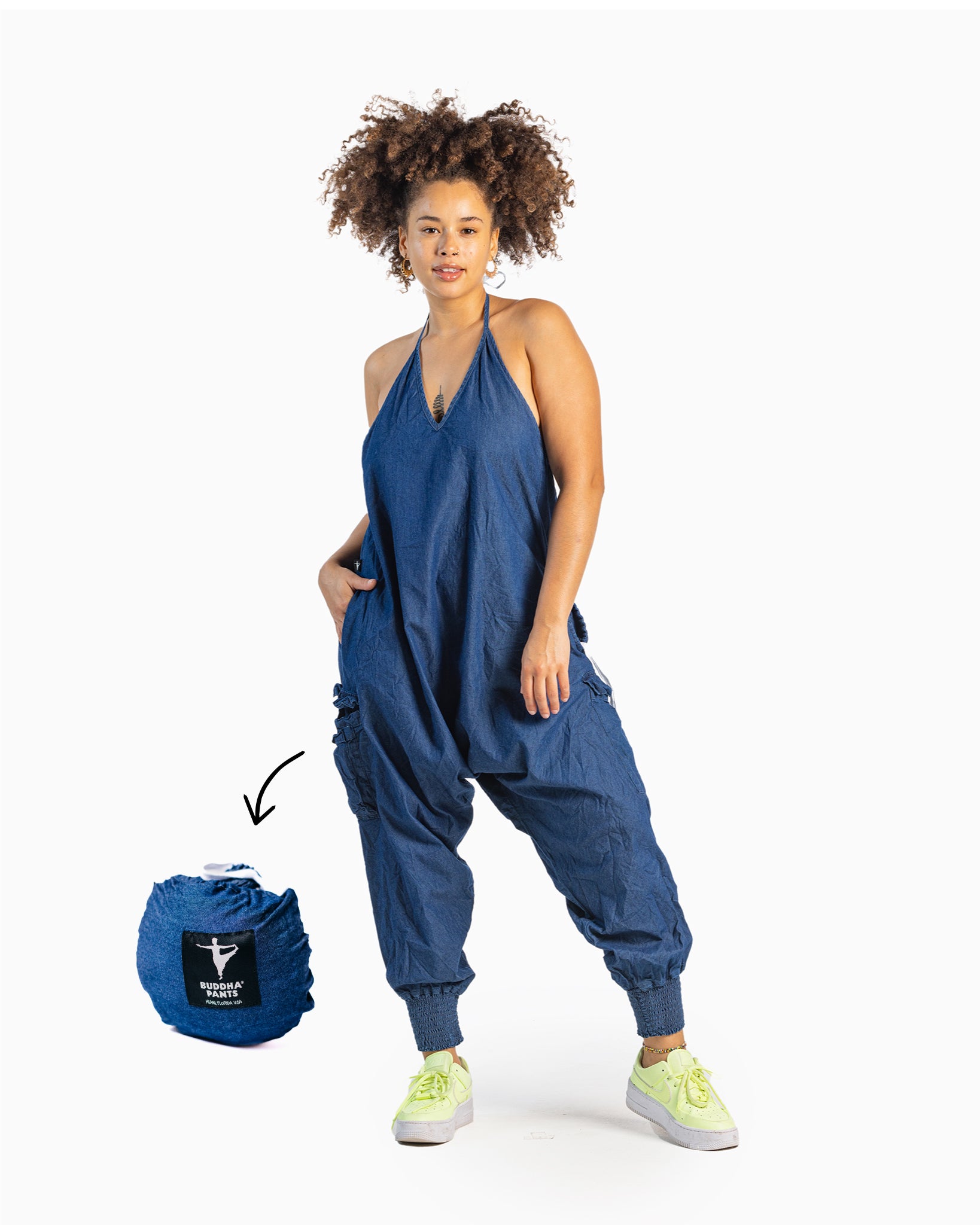 Premium Jean Jumpsuit Romper w/ Cargo Pockets | Buddha Pants