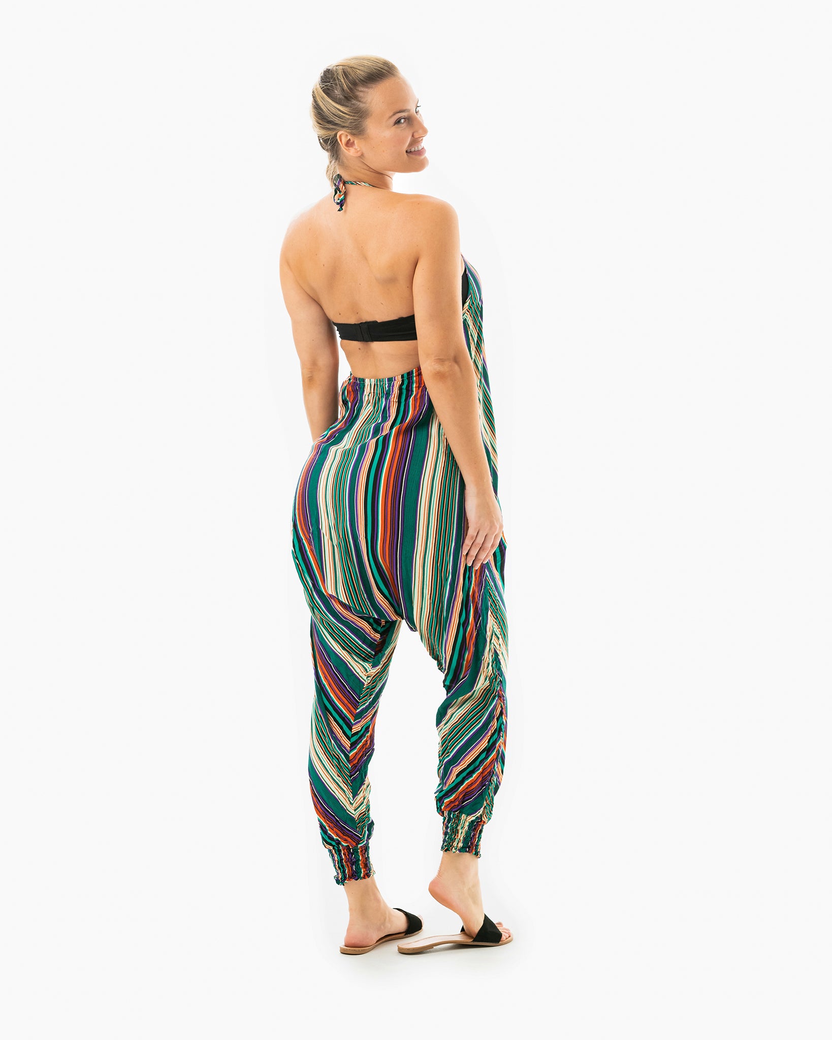 Mustard Saloharem Backless Linen Jumpsuit/Harem Pants - Jozee Boutique