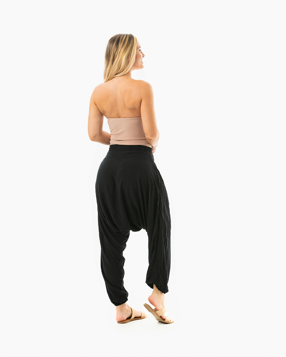 ❤ellazhu Mens Baggy Pants Elastic Waist Black Harem Pants for Men Yoga