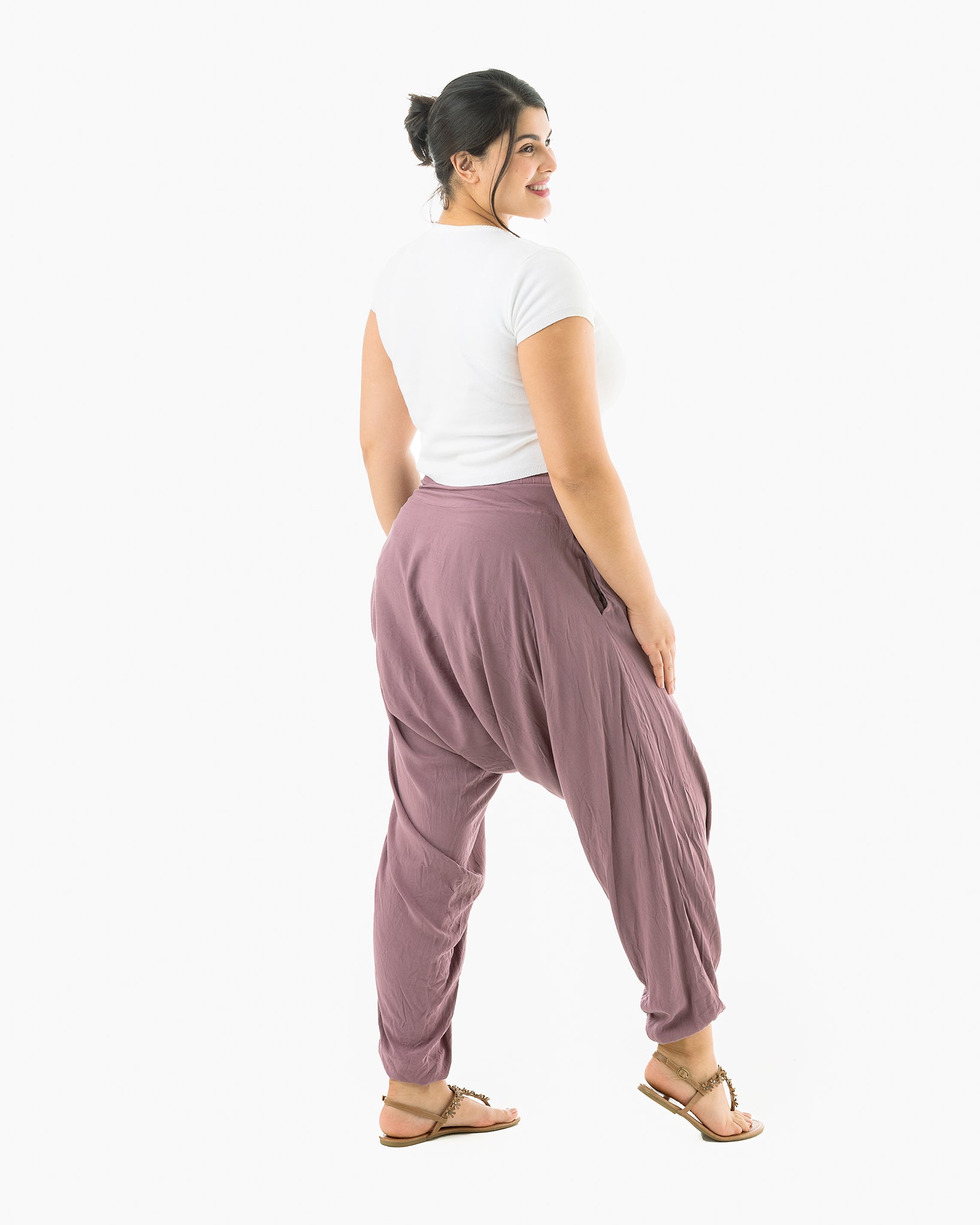Cotton Linen Harem Pants Men Solid Elastic Waist Streetwear Joggers 2024  New Baggy Drop-crotch Pants Casual Trousers Male - AliExpress