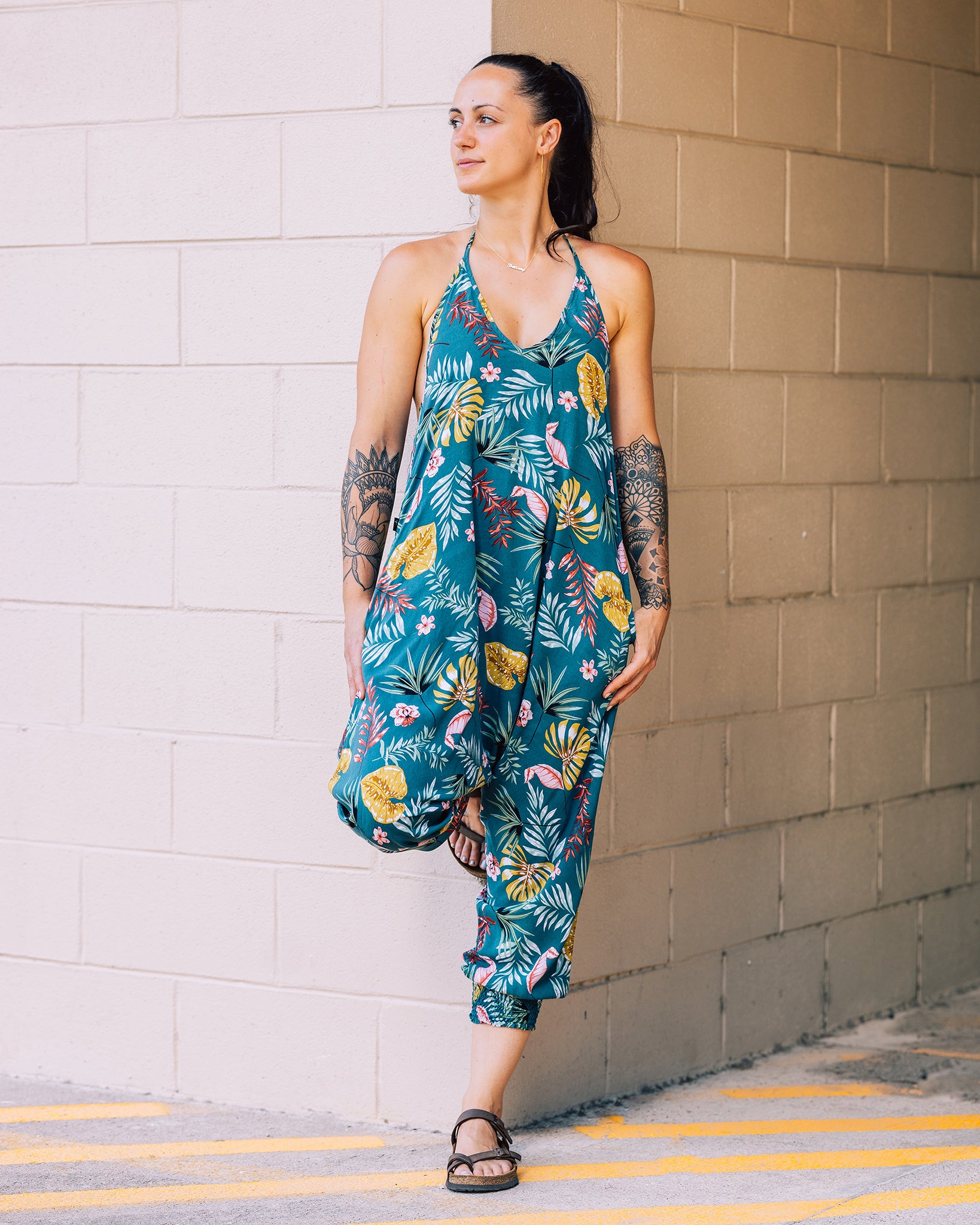 Flower romper sale pants