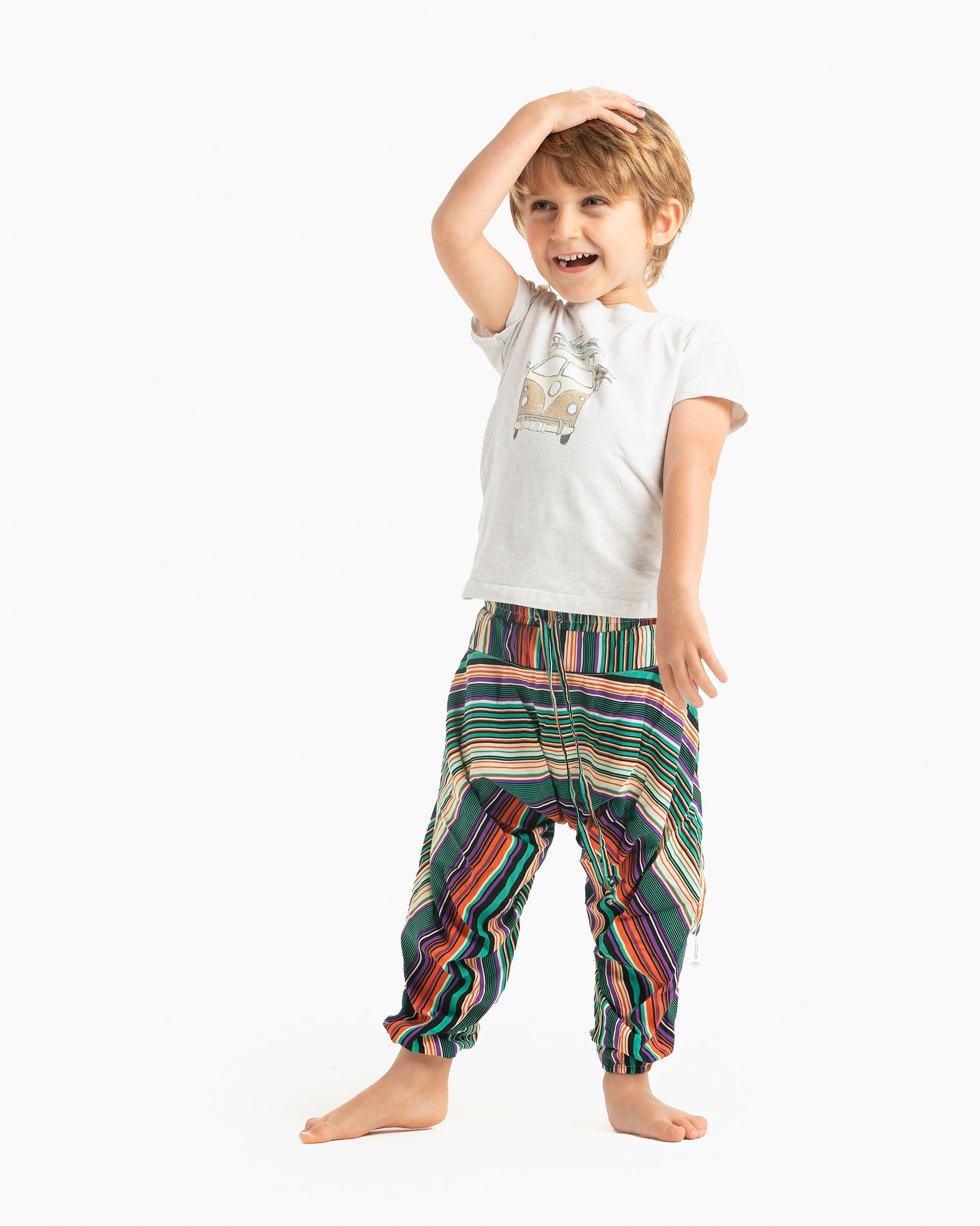 Green – Striped Harem Pants By: Buddha Pants® (Kids)