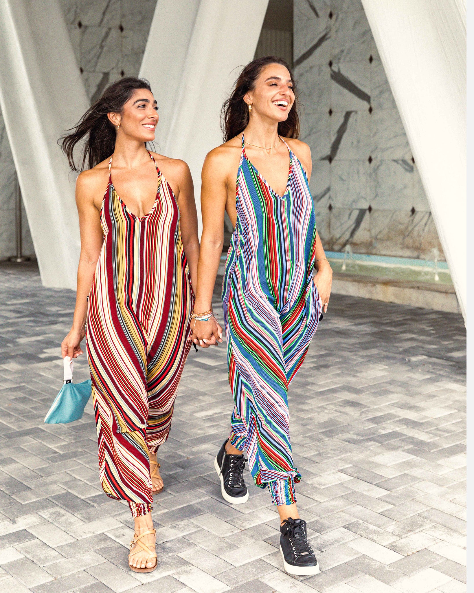 Striped shop maxi romper